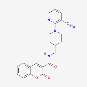 molecular formula C22H20N4O3 B2975499 N-((1-(3-cyanopyridin-2-yl)piperidin-4-yl)methyl)-2-oxo-2H-chromene-3-carboxamide CAS No. 1797953-34-4