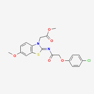 molecular formula C19H17ClN2O5S B2975503 (Z)-methyl 2-(2-((2-(4-chlorophenoxy)acetyl)imino)-6-methoxybenzo[d]thiazol-3(2H)-yl)acetate CAS No. 865199-91-3