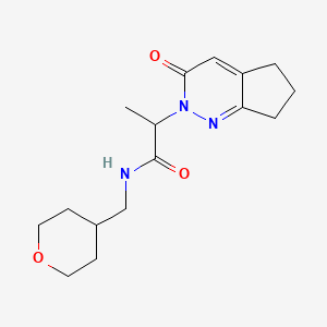 molecular formula C16H23N3O3 B2975510 N-[(oxan-4-yl)methyl]-2-{3-oxo-2H,3H,5H,6H,7H-cyclopenta[c]pyridazin-2-yl}propanamide CAS No. 2097899-99-3