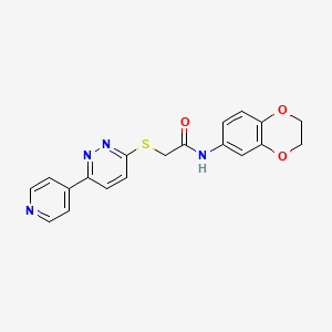 molecular formula C19H16N4O3S B2975537 N-(2,3-dihydro-1,4-benzodioxin-6-yl)-2-{[6-(pyridin-4-yl)pyridazin-3-yl]sulfanyl}acetamide CAS No. 872702-01-7