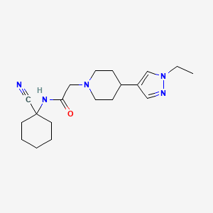 molecular formula C19H29N5O B2975541 N-(1-cyanocyclohexyl)-2-[4-(1-ethyl-1H-pyrazol-4-yl)piperidin-1-yl]acetamide CAS No. 1795495-46-3