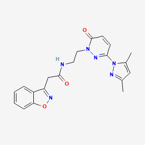 molecular formula C20H20N6O3 B2975547 2-(benzo[d]isoxazol-3-yl)-N-(2-(3-(3,5-dimethyl-1H-pyrazol-1-yl)-6-oxopyridazin-1(6H)-yl)ethyl)acetamide CAS No. 1351660-28-0