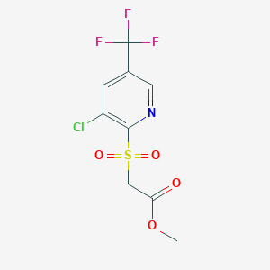 molecular formula C9H7ClF3NO4S B2975549 Methyl 2-[3-chloro-5-(trifluoromethyl)pyridin-2-yl]sulfonylacetate CAS No. 338397-30-1