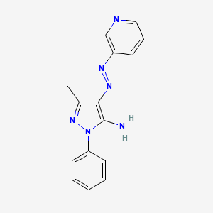 molecular formula C15H14N6 B2975562 (Z)-3-methyl-1-phenyl-4-(2-(pyridin-3-yl)hydrazono)-1H-pyrazol-5(4H)-imine CAS No. 315708-75-9