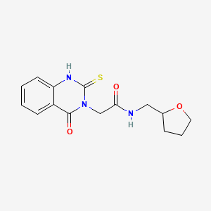 molecular formula C15H17N3O3S B2975596 2-(4-OXO-2-THIOXO-1,4-DIHYDRO-3(2H)-QUINAZOLINYL)-N-(TETRAHYDRO-2-FURANYLMETHYL)ACETAMIDE CAS No. 422527-46-6