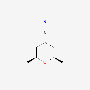 molecular formula C8H13NO B2975611 (2R,6S)-2,6-dimethyloxane-4-carbonitrile CAS No. 1628200-29-2