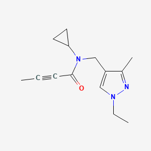 molecular formula C14H19N3O B2975620 N-cyclopropyl-N-[(1-ethyl-3-methyl-1H-pyrazol-4-yl)methyl]but-2-ynamide CAS No. 2411229-91-7