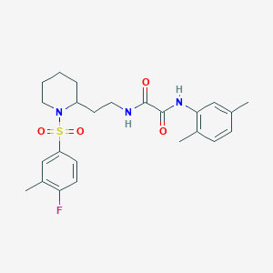 molecular formula C24H30FN3O4S B2975621 N'-(2,5-dimethylphenyl)-N-{2-[1-(4-fluoro-3-methylbenzenesulfonyl)piperidin-2-yl]ethyl}ethanediamide CAS No. 898426-41-0