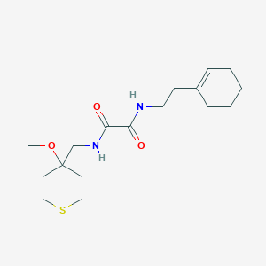molecular formula C17H28N2O3S B2975632 N'-[2-(cyclohex-1-en-1-yl)ethyl]-N-[(4-methoxythian-4-yl)methyl]ethanediamide CAS No. 2034236-36-5
