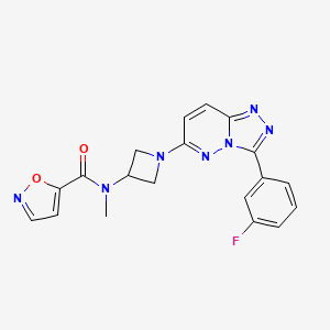 molecular formula C19H16FN7O2 B2975649 N-{1-[3-(3-fluorophenyl)-[1,2,4]triazolo[4,3-b]pyridazin-6-yl]azetidin-3-yl}-N-methyl-1,2-oxazole-5-carboxamide CAS No. 2380033-71-4