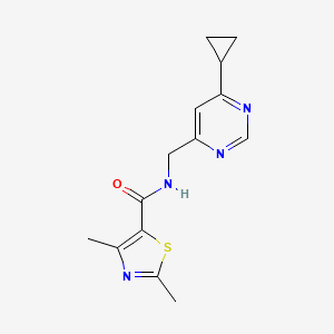 molecular formula C14H16N4OS B2975653 N-[(6-cyclopropylpyrimidin-4-yl)methyl]-2,4-dimethyl-1,3-thiazole-5-carboxamide CAS No. 2189434-40-8