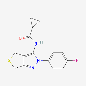 molecular formula C15H14FN3OS B2975658 N-[2-(4-fluorophenyl)-2H,4H,6H-thieno[3,4-c]pyrazol-3-yl]cyclopropanecarboxamide CAS No. 450342-70-8