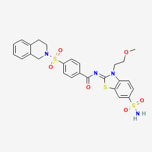 molecular formula C26H26N4O6S3 B2975725 (Z)-4-((3,4-dihydroisoquinolin-2(1H)-yl)sulfonyl)-N-(3-(2-methoxyethyl)-6-sulfamoylbenzo[d]thiazol-2(3H)-ylidene)benzamide CAS No. 865160-26-5