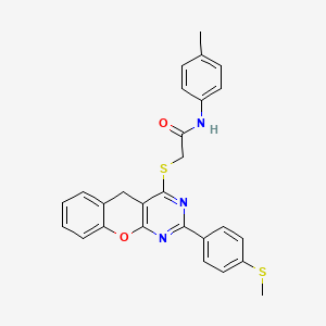 molecular formula C27H23N3O2S2 B2975730 N-(4-METHYLPHENYL)-2-({2-[4-(METHYLSULFANYL)PHENYL]-5H-CHROMENO[2,3-D]PYRIMIDIN-4-YL}SULFANYL)ACETAMIDE CAS No. 866726-52-5