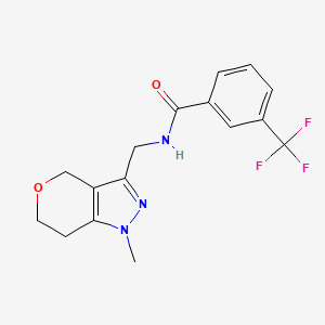 B2975744 N-((1-methyl-1,4,6,7-tetrahydropyrano[4,3-c]pyrazol-3-yl)methyl)-3-(trifluoromethyl)benzamide CAS No. 1797893-06-1