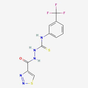 molecular formula C11H8F3N5OS2 B2975783 N-({[3-(trifluoromethyl)phenyl]carbamothioyl}amino)-1,2,3-thiadiazole-4-carboxamide CAS No. 2319874-78-5
