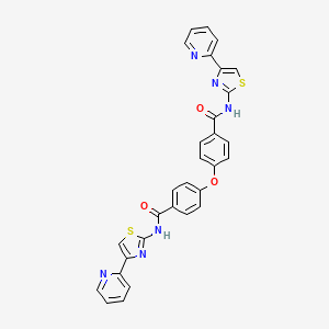 molecular formula C30H20N6O3S2 B2975808 N-[4-(pyridin-2-yl)-1,3-thiazol-2-yl]-4-(4-{[4-(pyridin-2-yl)-1,3-thiazol-2-yl]carbamoyl}phenoxy)benzamide CAS No. 361167-90-0