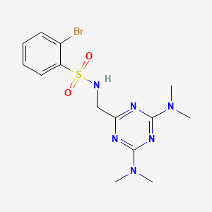 molecular formula C14H19BrN6O2S B2975850 N-((4,6-bis(dimethylamino)-1,3,5-triazin-2-yl)methyl)-2-bromobenzenesulfonamide CAS No. 2034573-97-0
