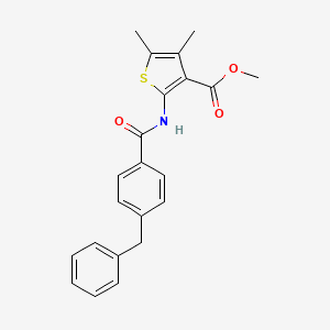 molecular formula C22H21NO3S B2975852 Methyl 2-(4-benzylbenzamido)-4,5-dimethylthiophene-3-carboxylate CAS No. 896615-79-5