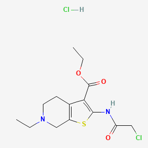 molecular formula C14H20Cl2N2O3S B2975881 Ethyl 2-(2-chloroacetamido)-6-ethyl-4H,5H,6H,7H-thieno[2,3-c]pyridine-3-carboxylate hydrochloride CAS No. 1027643-26-0