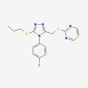2-[[4-(4-Fluorophenyl)-5-propylsulfanyl-1,2,4-triazol-3-yl]methylsulfanyl]pyrimidine