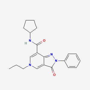molecular formula C21H24N4O2 B2975902 N-cyclopentyl-3-oxo-2-phenyl-5-propyl-2H,3H,5H-pyrazolo[4,3-c]pyridine-7-carboxamide CAS No. 921881-40-5
