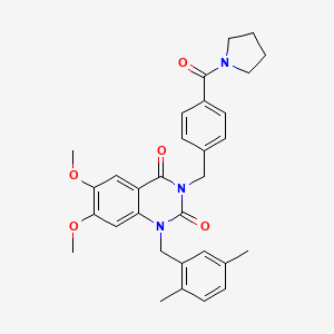 1-(2,5-dimethylbenzyl)-6,7-dimethoxy-3-(4-(pyrrolidine-1-carbonyl)benzyl)quinazoline-2,4(1H,3H)-dione