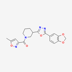 (3-(5-(Benzo[d][1,3]dioxol-5-yl)-1,3,4-oxadiazol-2-yl)piperidin-1-yl)(5-methylisoxazol-3-yl)methanone