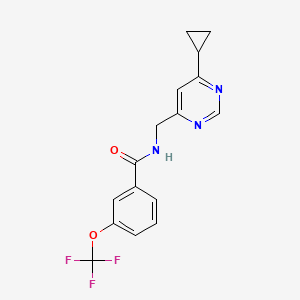molecular formula C16H14F3N3O2 B2975943 N-[(6-cyclopropylpyrimidin-4-yl)methyl]-3-(trifluoromethoxy)benzamide CAS No. 2189500-01-2