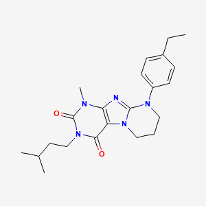 molecular formula C22H29N5O2 B2975967 9-(4-ethylphenyl)-1-methyl-3-(3-methylbutyl)-7,8-dihydro-6H-purino[7,8-a]pyrimidine-2,4-dione CAS No. 846025-43-2