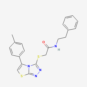 molecular formula C21H20N4OS2 B2975971 N-phenethyl-2-((5-(p-tolyl)thiazolo[2,3-c][1,2,4]triazol-3-yl)thio)acetamide CAS No. 690645-20-6