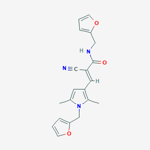 (E)-2-cyano-N-(furan-2-ylmethyl)-3-[1-(furan-2-ylmethyl)-2,5-dimethylpyrrol-3-yl]prop-2-enamide