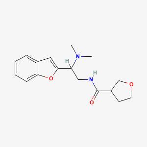 molecular formula C17H22N2O3 B2976003 N-[2-(1-benzofuran-2-yl)-2-(dimethylamino)ethyl]oxolane-3-carboxamide CAS No. 2034466-66-3