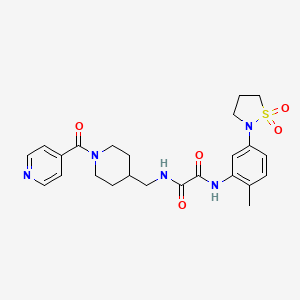 molecular formula C24H29N5O5S B2976011 N'-[5-(1,1-dioxo-1lambda6,2-thiazolidin-2-yl)-2-methylphenyl]-N-{[1-(pyridine-4-carbonyl)piperidin-4-yl]methyl}ethanediamide CAS No. 1396848-47-7
