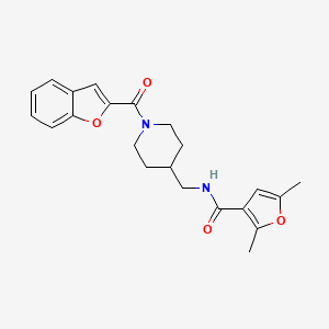 molecular formula C22H24N2O4 B2976015 N-((1-(benzofuran-2-carbonyl)piperidin-4-yl)methyl)-2,5-dimethylfuran-3-carboxamide CAS No. 1235316-46-7