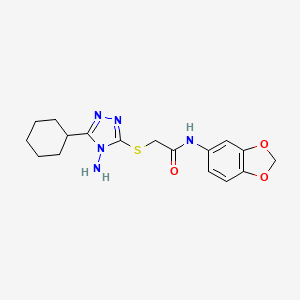 molecular formula C17H21N5O3S B2976019 2-((4-amino-5-cyclohexyl-4H-1,2,4-triazol-3-yl)thio)-N-(benzo[d][1,3]dioxol-5-yl)acetamide CAS No. 585555-85-7