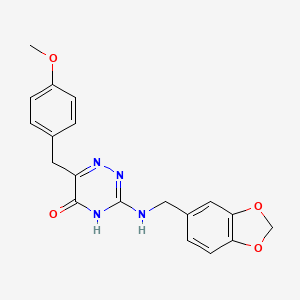 B2976023 3-[(1,3-Benzodioxol-5-ylmethyl)amino]-6-(4-methoxybenzyl)-1,2,4-triazin-5-ol CAS No. 881433-79-0
