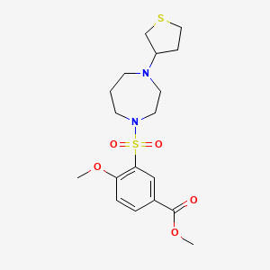 molecular formula C18H26N2O5S2 B2976048 Methyl 4-methoxy-3-{[4-(thiolan-3-yl)-1,4-diazepan-1-yl]sulfonyl}benzoate CAS No. 2320473-43-4