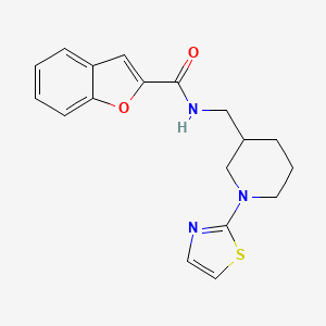 molecular formula C18H19N3O2S B2976163 N-((1-(thiazol-2-yl)piperidin-3-yl)methyl)benzofuran-2-carboxamide CAS No. 1790197-64-6