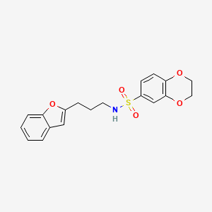 molecular formula C19H19NO5S B2976175 N-[3-(1-benzofuran-2-yl)propyl]-2,3-dihydro-1,4-benzodioxine-6-sulfonamide CAS No. 2034281-39-3