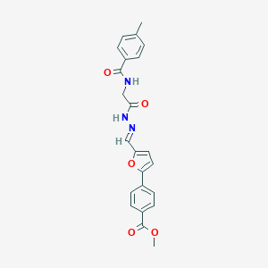 molecular formula C23H21N3O5 B297619 methyl 4-[5-(2-{[(4-methylbenzoyl)amino]acetyl}carbohydrazonoyl)-2-furyl]benzoate 