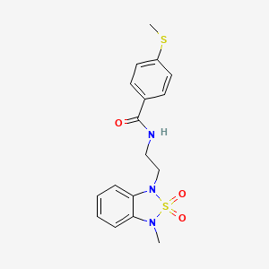 molecular formula C17H19N3O3S2 B2976232 N-(2-(3-methyl-2,2-dioxidobenzo[c][1,2,5]thiadiazol-1(3H)-yl)ethyl)-4-(methylthio)benzamide CAS No. 2034238-82-7