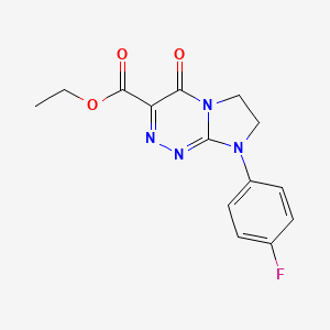 molecular formula C14H13FN4O3 B2976238 Ethyl 8-(4-fluorophenyl)-4-oxo-4,6,7,8-tetrahydroimidazo[2,1-c][1,2,4]triazine-3-carboxylate CAS No. 1105190-13-3