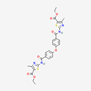 molecular formula C28H26N4O7S2 B2976274 ETHYL 2-[4-(4-{[5-(ETHOXYCARBONYL)-4-METHYL-1,3-THIAZOL-2-YL]CARBAMOYL}PHENOXY)BENZAMIDO]-4-METHYL-1,3-THIAZOLE-5-CARBOXYLATE CAS No. 361166-16-7