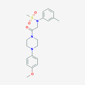 molecular formula C21H27N3O4S B297635 N-[2-[4-(4-methoxyphenyl)piperazin-1-yl]-2-oxoethyl]-N-(3-methylphenyl)methanesulfonamide 
