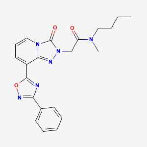 molecular formula C21H22N6O3 B2976408 N-butyl-N-methyl-2-[3-oxo-8-(3-phenyl-1,2,4-oxadiazol-5-yl)-2H,3H-[1,2,4]triazolo[4,3-a]pyridin-2-yl]acetamide CAS No. 1251598-34-1