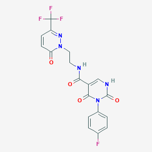 B2976438 3-(4-Fluorophenyl)-2,4-dioxo-N-[2-[6-oxo-3-(trifluoromethyl)pyridazin-1-yl]ethyl]-1H-pyrimidine-5-carboxamide CAS No. 2415489-27-7