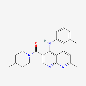 molecular formula C24H28N4O B2976469 N-(3,5-dimethylphenyl)-7-methyl-3-(4-methylpiperidine-1-carbonyl)-1,8-naphthyridin-4-amine CAS No. 1251677-73-2