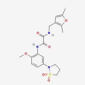 molecular formula C19H23N3O6S B2976479 N-[(2,5-dimethylfuran-3-yl)methyl]-N'-[5-(1,1-dioxo-1lambda6,2-thiazolidin-2-yl)-2-methoxyphenyl]ethanediamide CAS No. 1351616-68-6