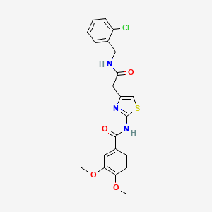 molecular formula C21H20ClN3O4S B2976509 N-[4-({[(2-chlorophenyl)methyl]carbamoyl}methyl)-1,3-thiazol-2-yl]-3,4-dimethoxybenzamide CAS No. 1005294-92-7